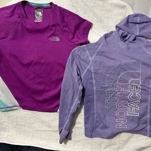 2 The North Face - Purple PulloverHoodie Athletic XXS -Purple Athletic Shirt XS